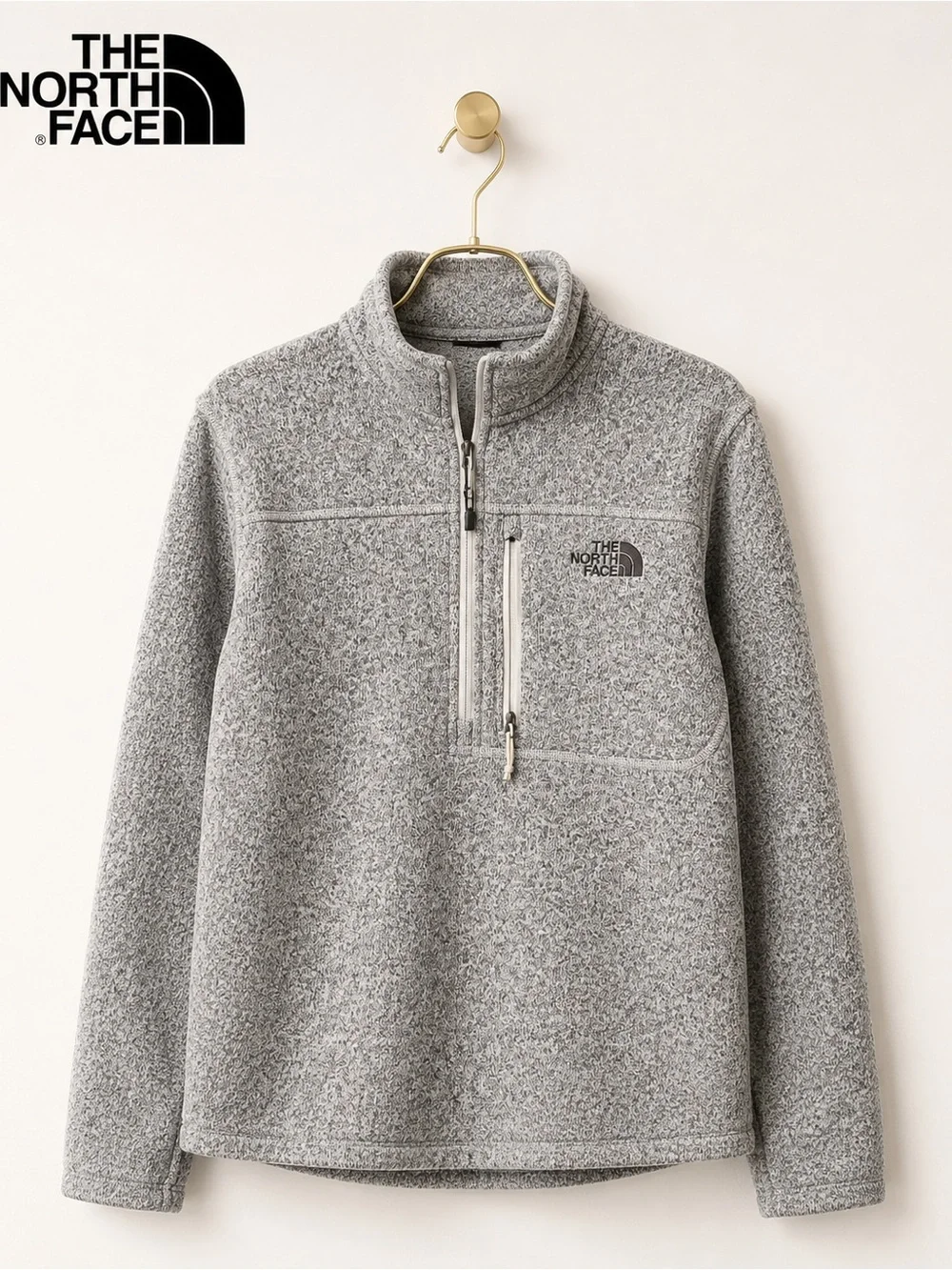 The North Face Men’s Heather Gray Sweater Fleece 1/4 Zip Pullover Size Large